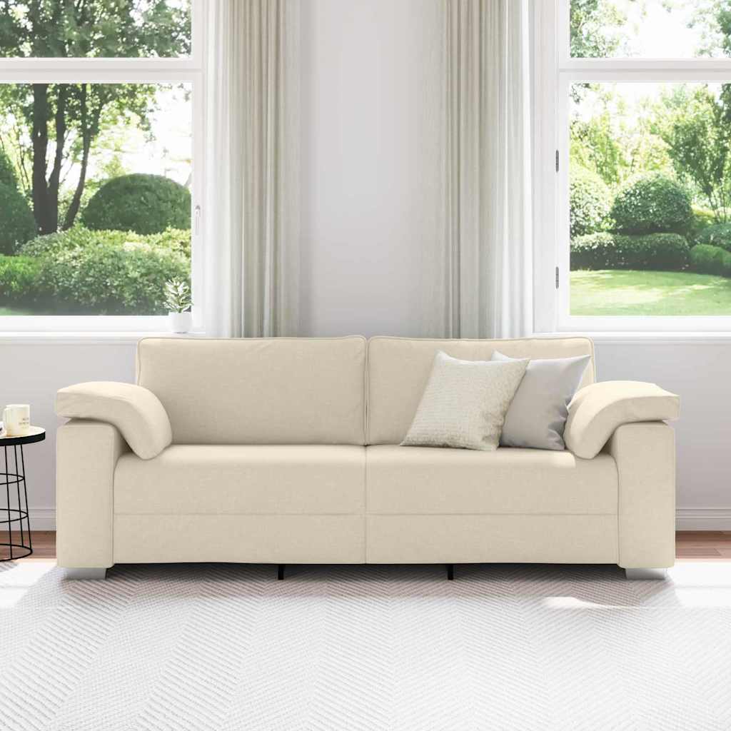 Sofa Beige 219 x 77 x 82 cm Linned-blandet stof
