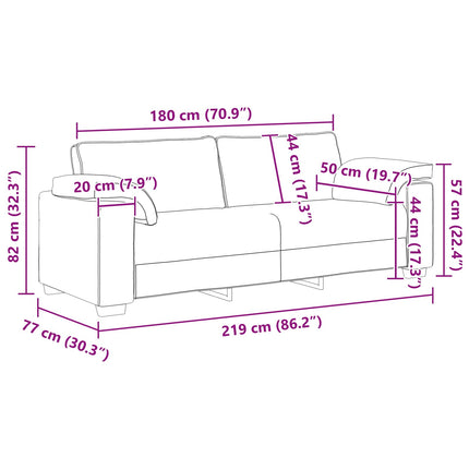 3-personers sofa Beige 220 cm Linned-blandet stof