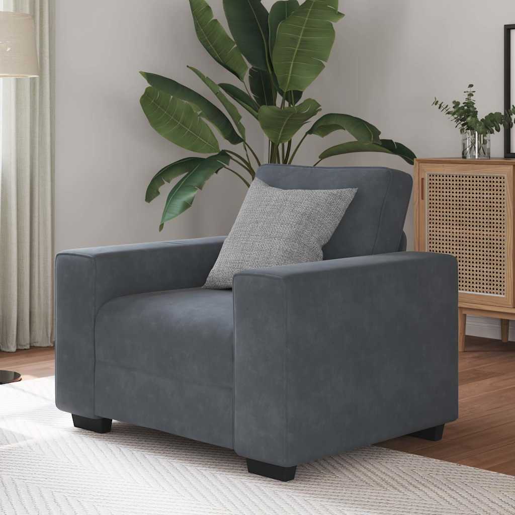 sofastol 60 cm fløjl mørkegrå