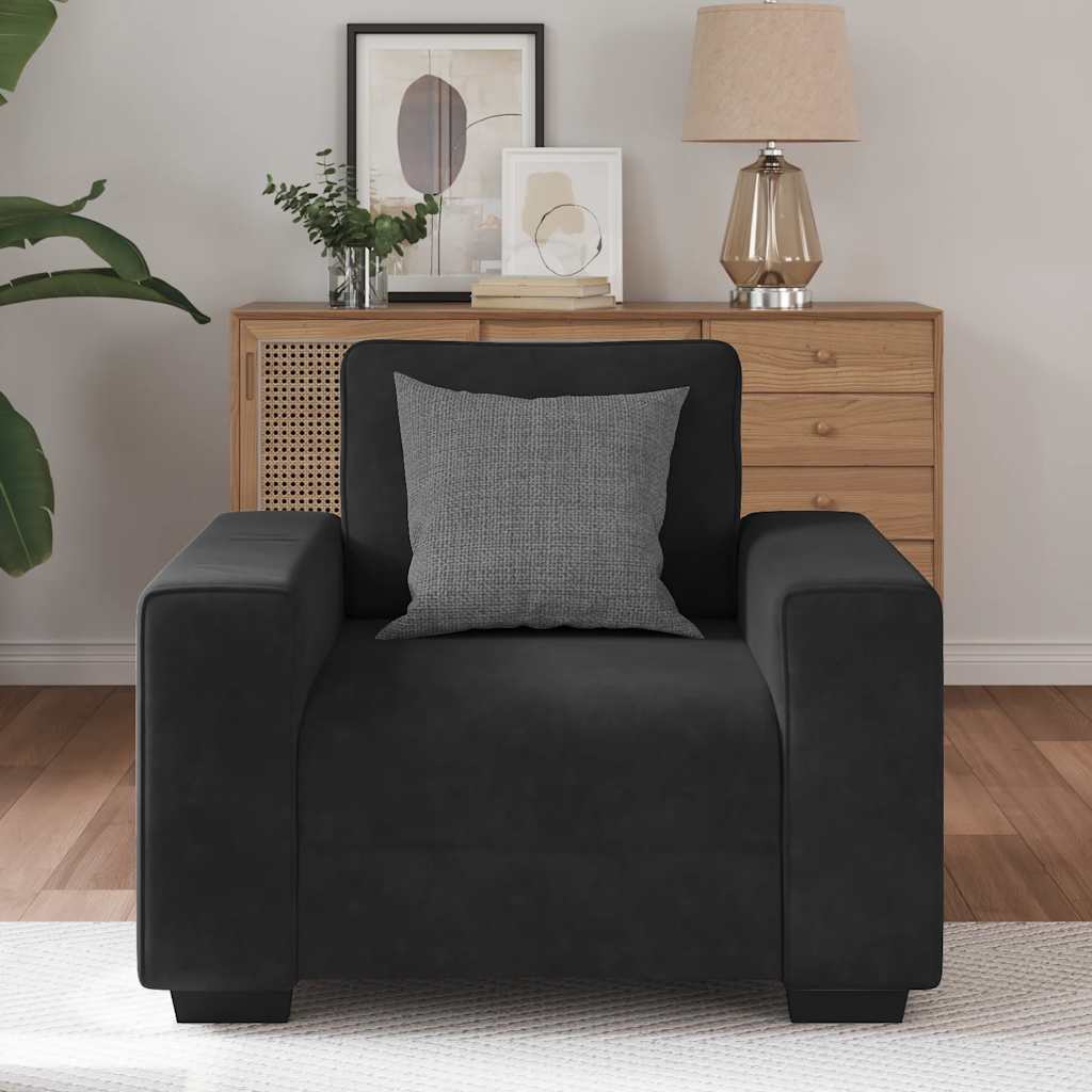 sofastol 60 cm fløjl sort