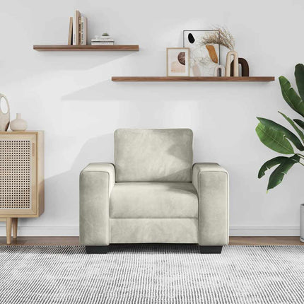 sofastol 100x77x82 cm fløjl cremefarvet