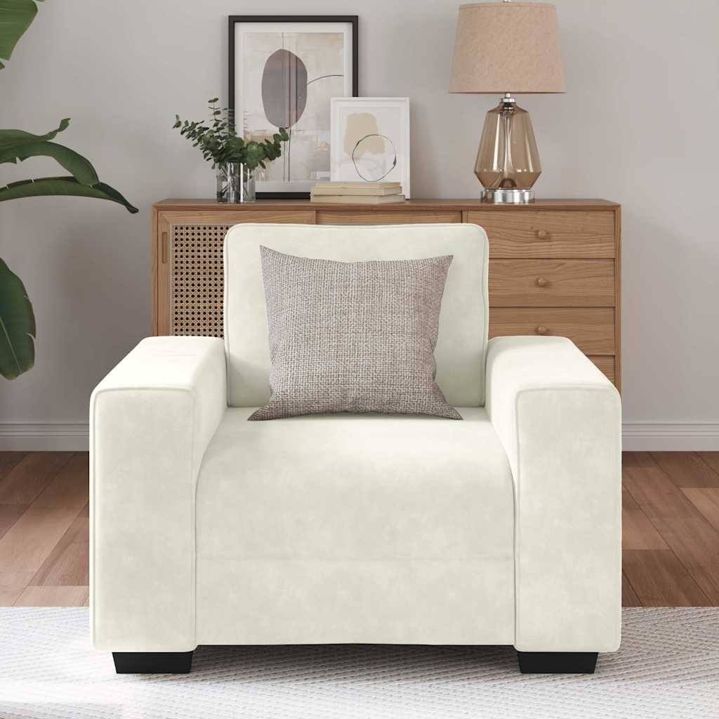 sofastol 60 cm fløjl cremefarvet