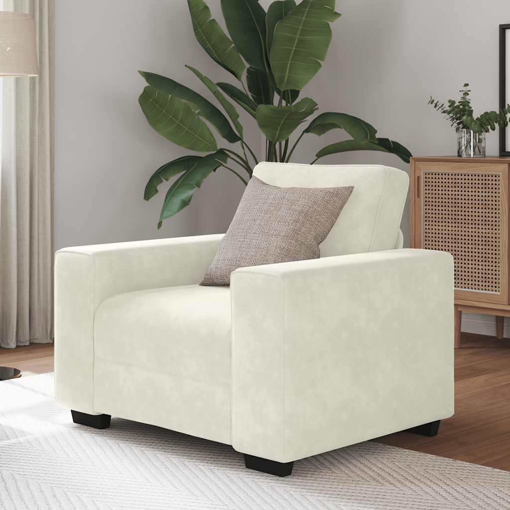 sofastol 60 cm fløjl cremefarvet