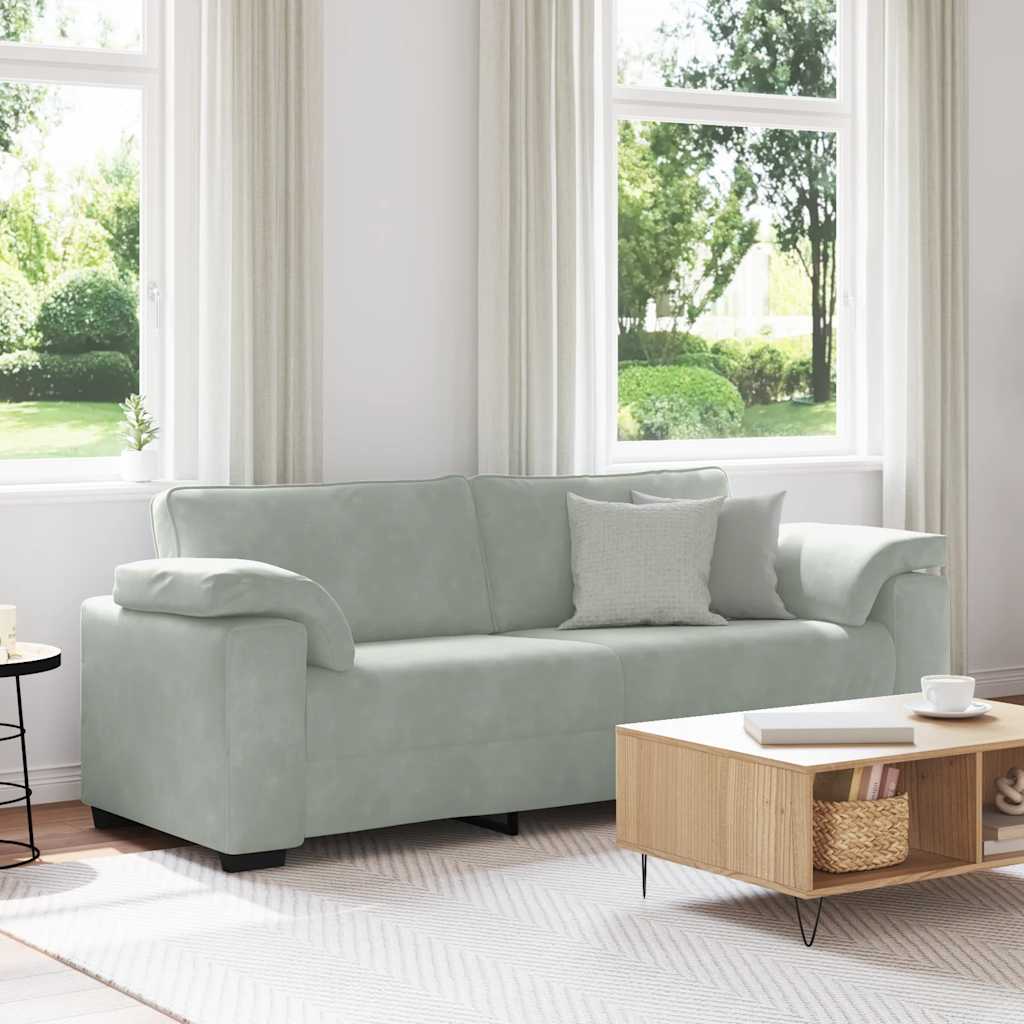 vidaXL 3-personers sofa 220x77x82 cm velour lysegrå