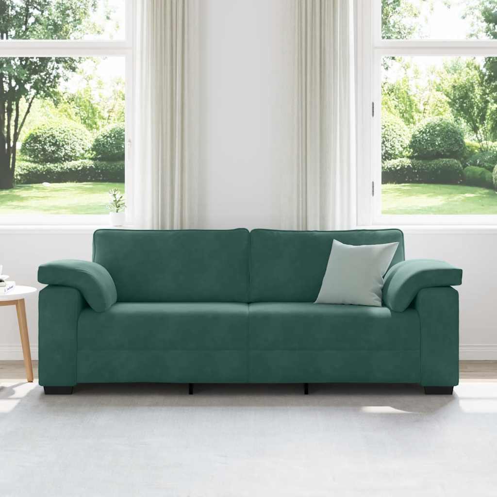 3-personers sofa 178 cm fløjl mørkegrøn