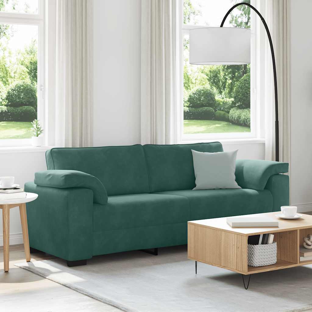 3-personers sofa 178 cm fløjl mørkegrøn