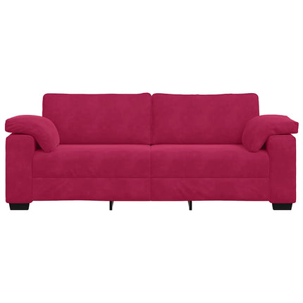 3-personers sofa 220x77x82 cm fløjl vinrød