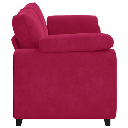 3-personers sofa 220x77x82 cm fløjl vinrød