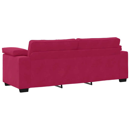 3-personers sofa 220x77x82 cm fløjl vinrød