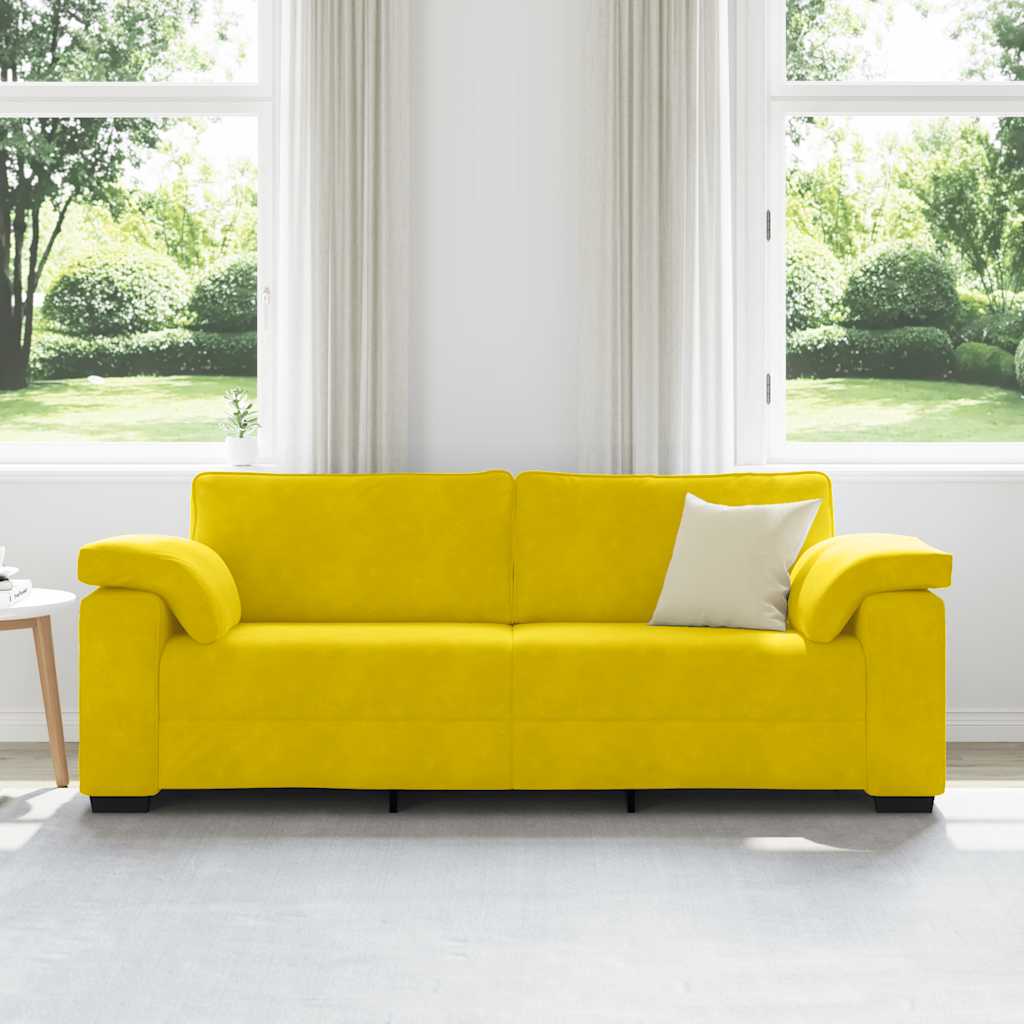 3-personers sofa 178 cm fløjl gul