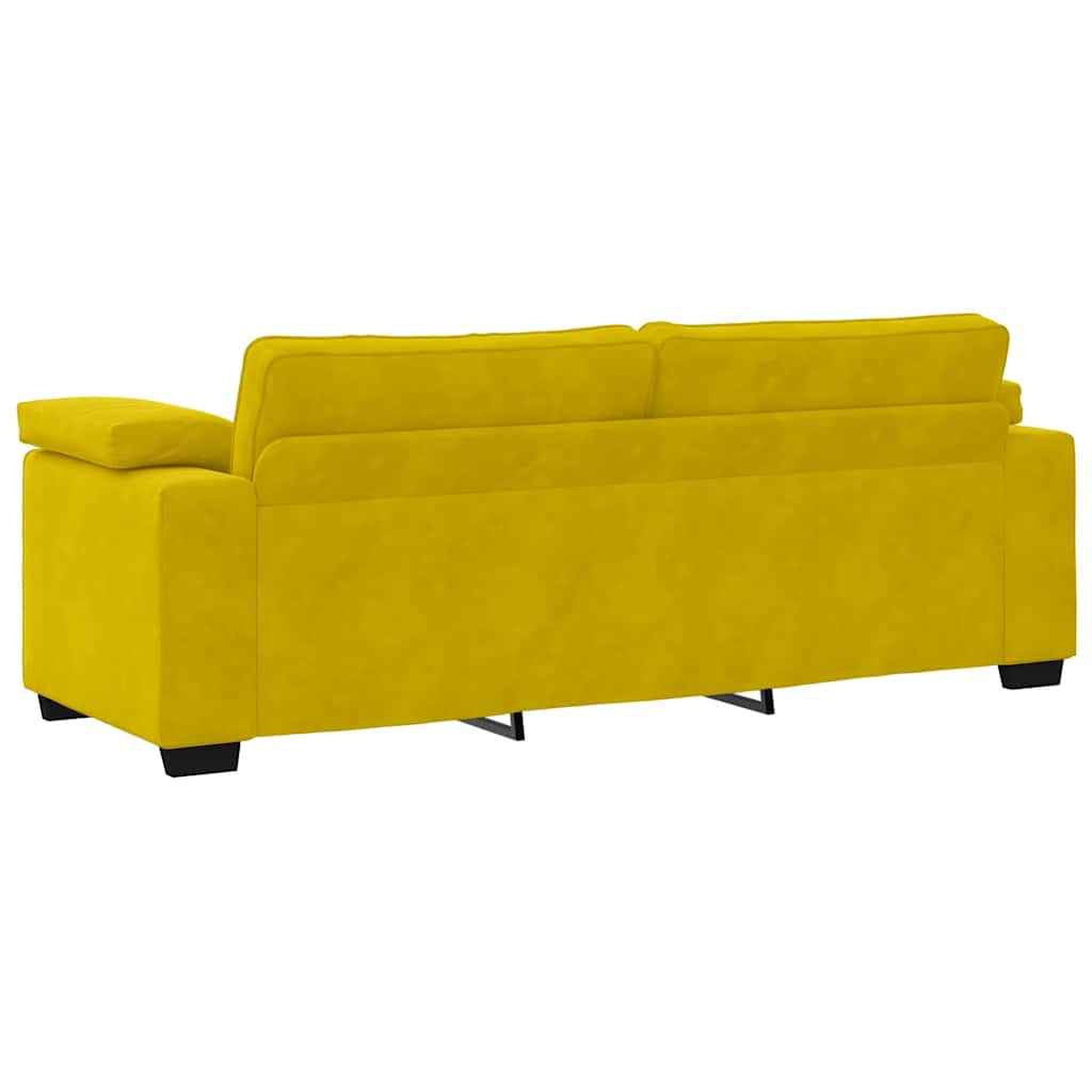 3-personers sofa 178 cm fløjl gul