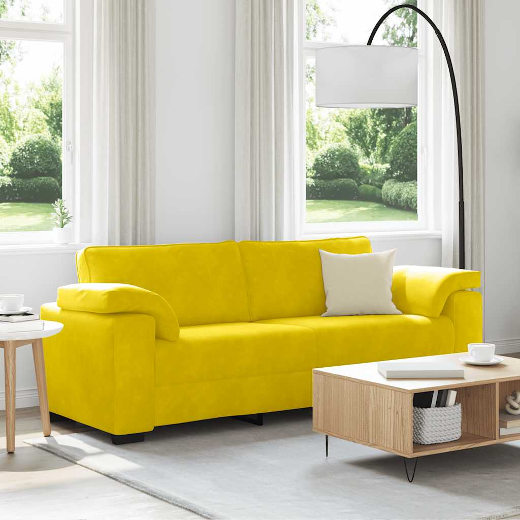 3-personers sofa 178 cm fløjl gul