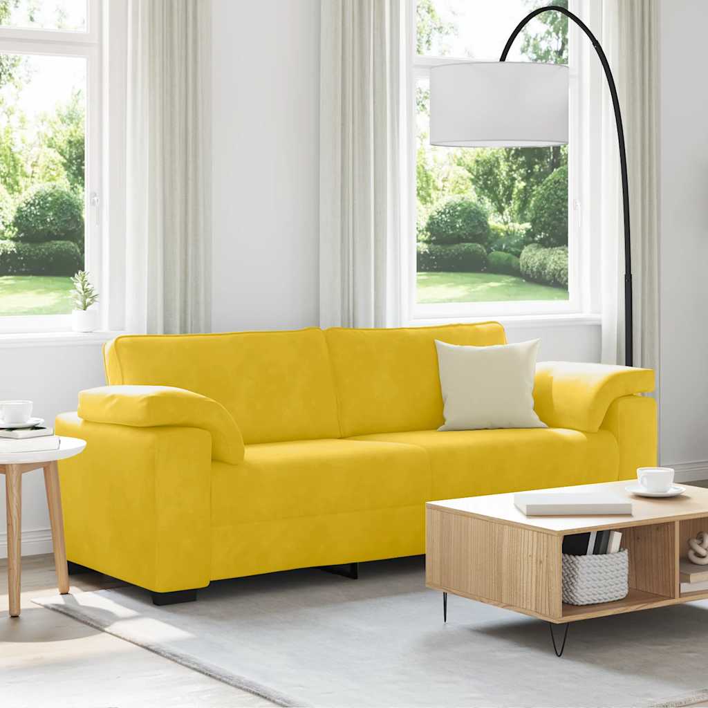 3-personers sofa 220x77x82 cm fløjl gul billede