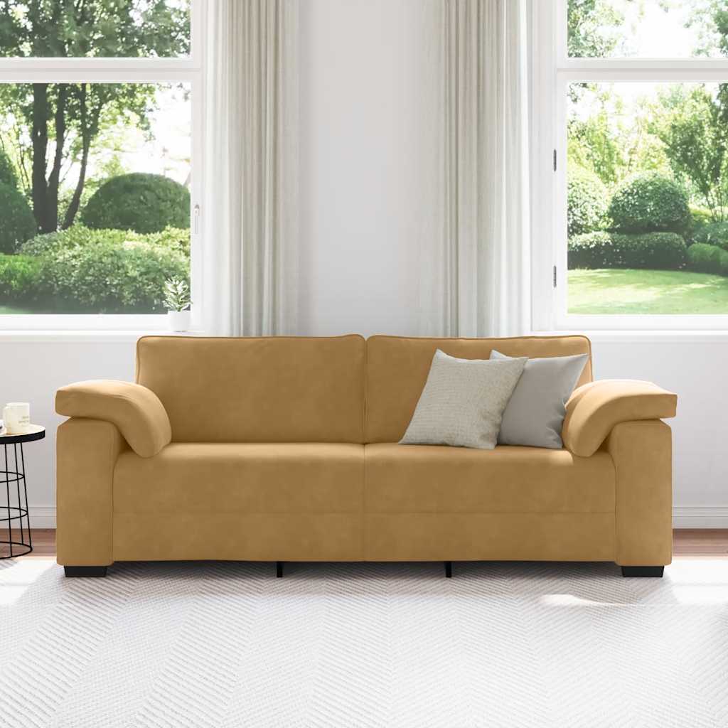 3-personers sofa 178 cm fløjl brun