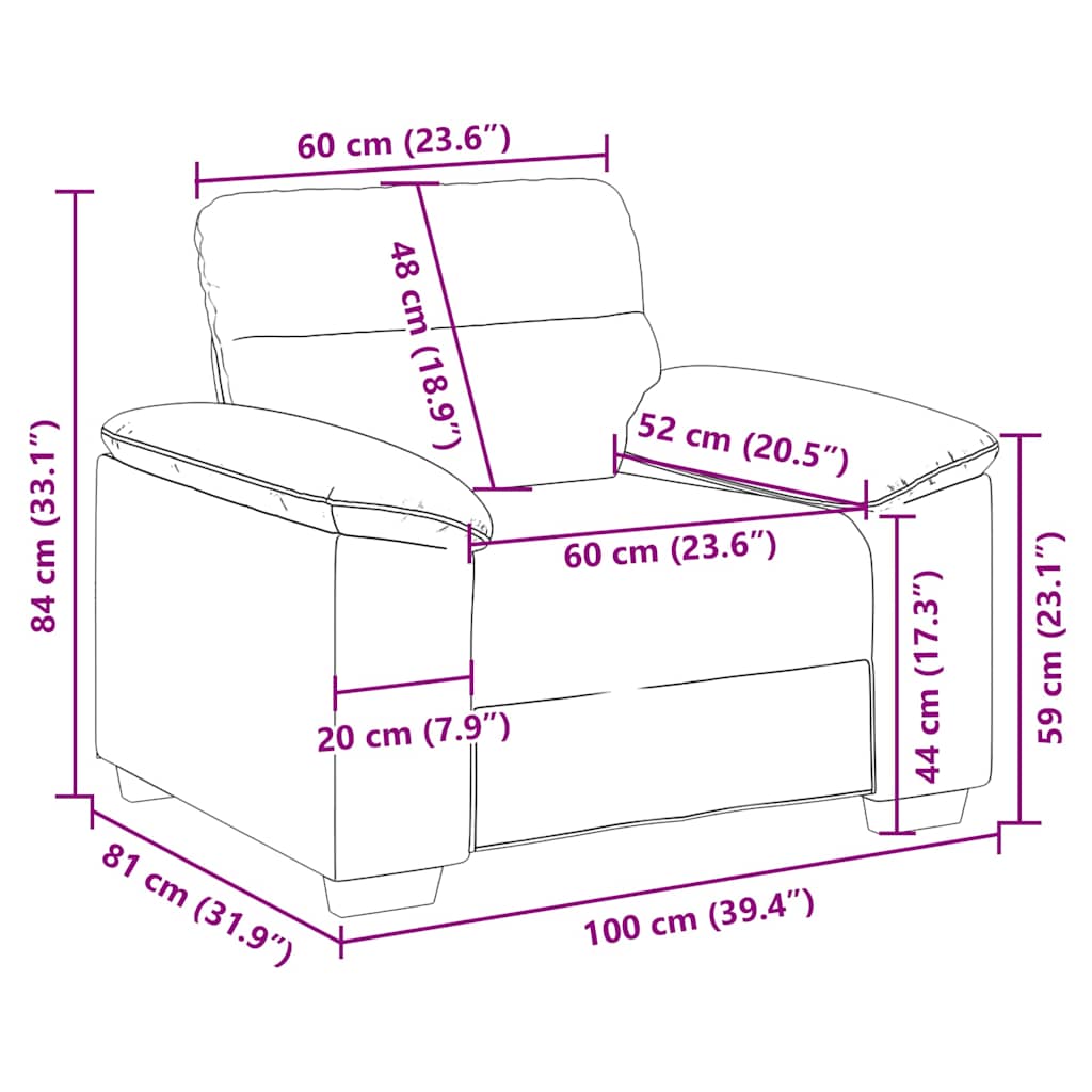 lænestol 60 cm stof mørkegrå