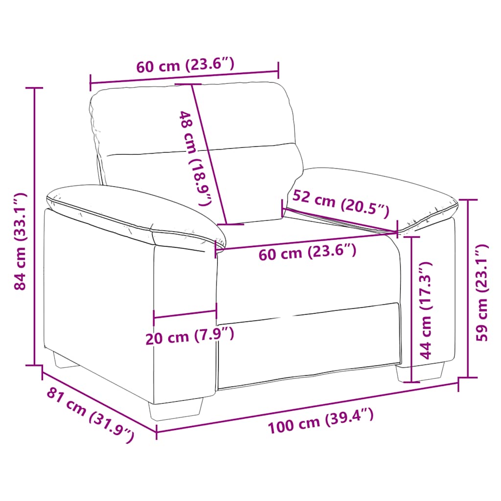 lænestol 60 cm stof sort