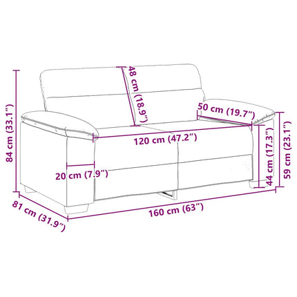 2-personers sofa 160x81x84 cm stof vinrød