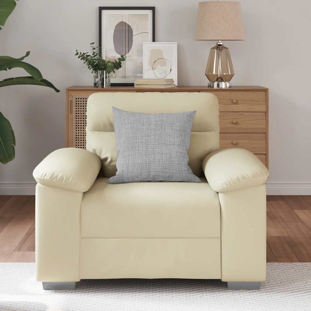 lænestol 60 cm kunstlæder cremefarvet