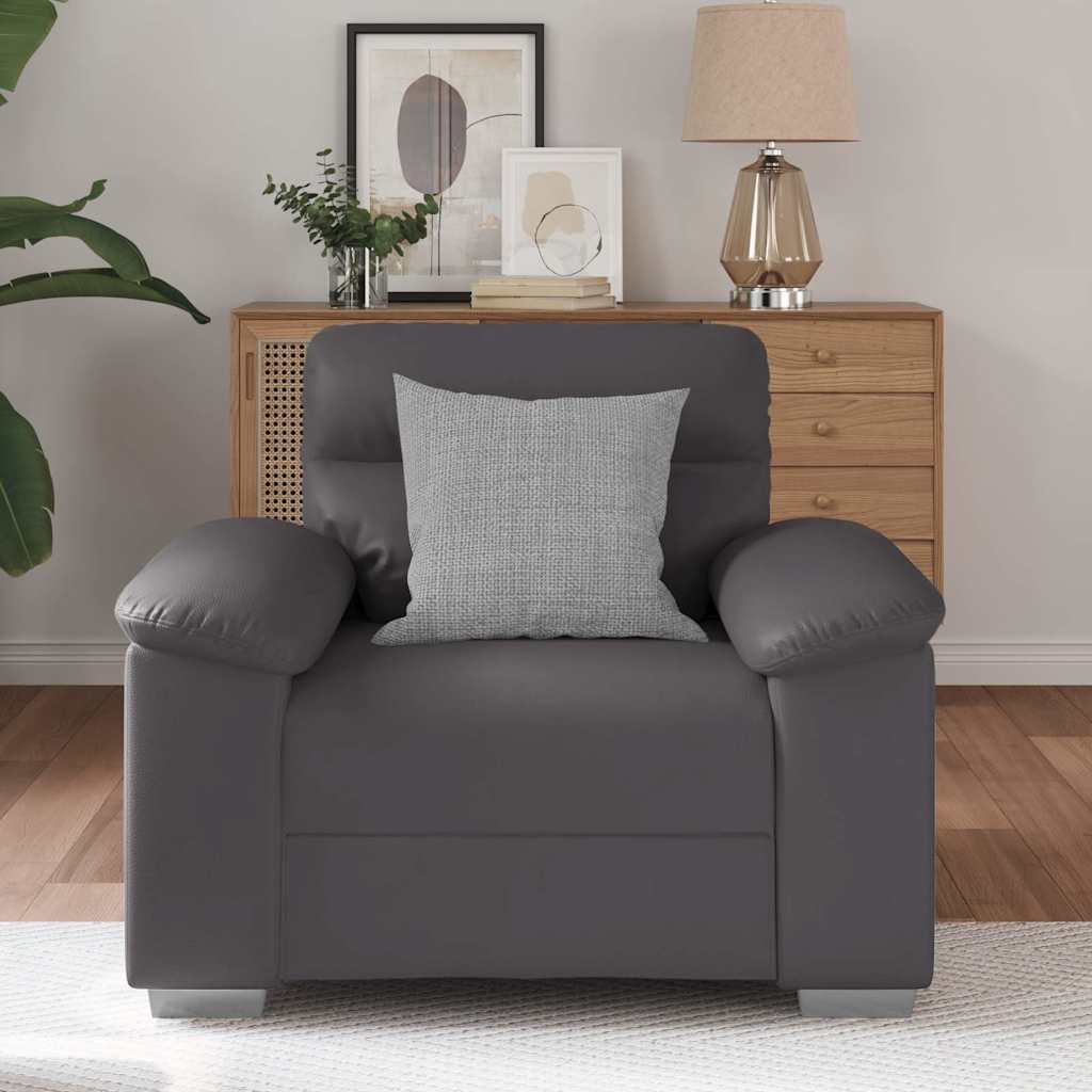 lænestol 60 cm kunstlæder grå