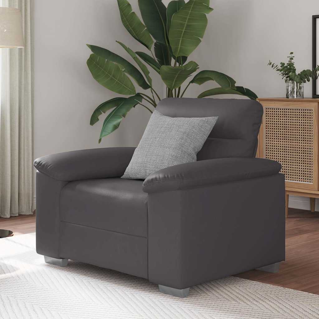 lænestol 60 cm kunstlæder grå