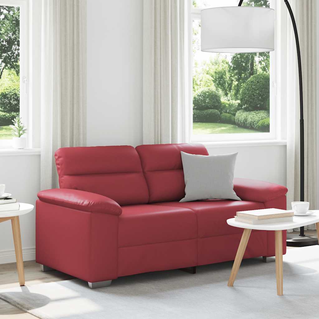 2-personers sofa vinrød 160x81x84 cm kunstlæder billede