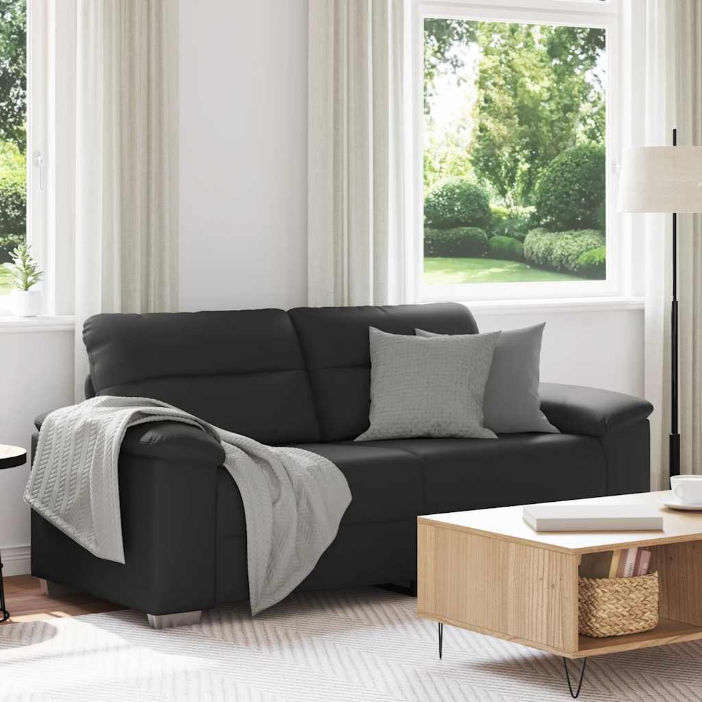 2-personers sofa i sort kunstlæder - 180 × 81 × 84 cm