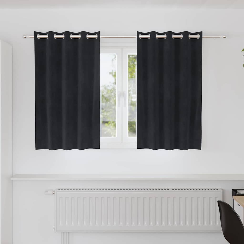 Mørklægningsgardiner 2 pcs Sort 140 x 140 cm Fløjl
