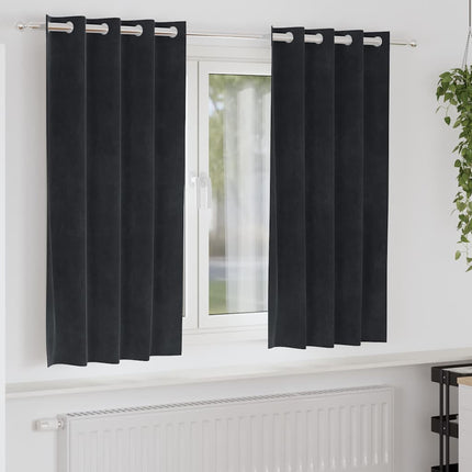 Mørklægningsgardiner 2 stk. Sort 140 x 175 cm Fløjl