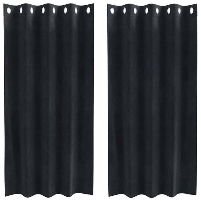 Mørklægningsgardiner 2 pcs Sort 140 x 175 cm Fløjl