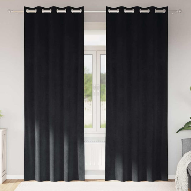 Mørklægningsgardiner 2 pcs Sort 140 x 225 cm Fløjl