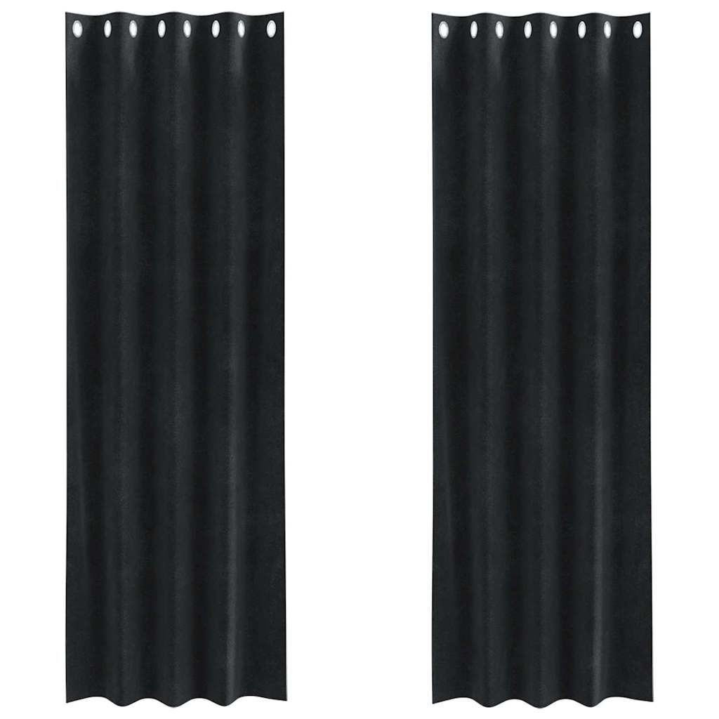 Mørklægningsgardiner 2 pcs Sort 140 x 225 cm Fløjl