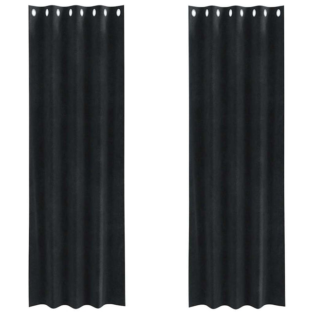 Mørklægningsgardiner 2 pcs Sort 140 x 225 cm Fløjl