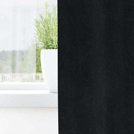 Mørklægningsgardiner 2 pcs Sort 140 x 245 cm Fløjl
