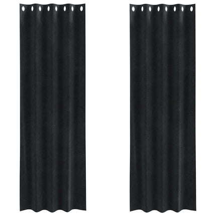 Mørklægningsgardiner 2 pcs Sort 140 x 245 cm Fløjl