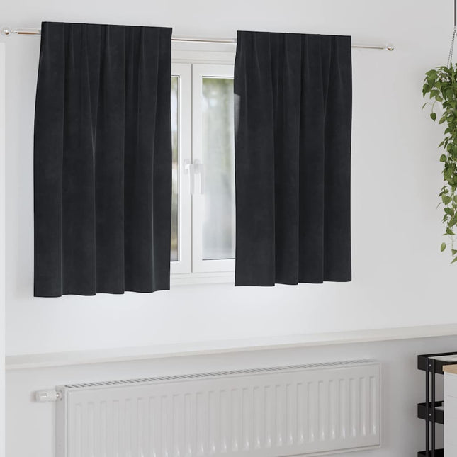 Mørklægningsgardiner 2 stk. Sort 140 x 140 cm Fløjl