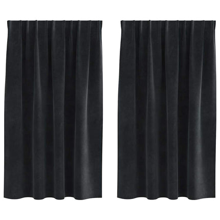 Mørklægningsgardiner 2 stk. Sort 140 x 140 cm Fløjl
