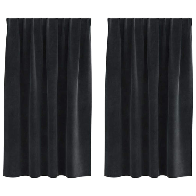 Mørklægningsgardiner 2 stk. Sort 140 x 140 cm Fløjl