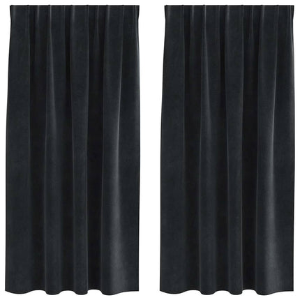 Mørklægningsgardiner 2 pcs Sort 140 x 175 cm Fløjl
