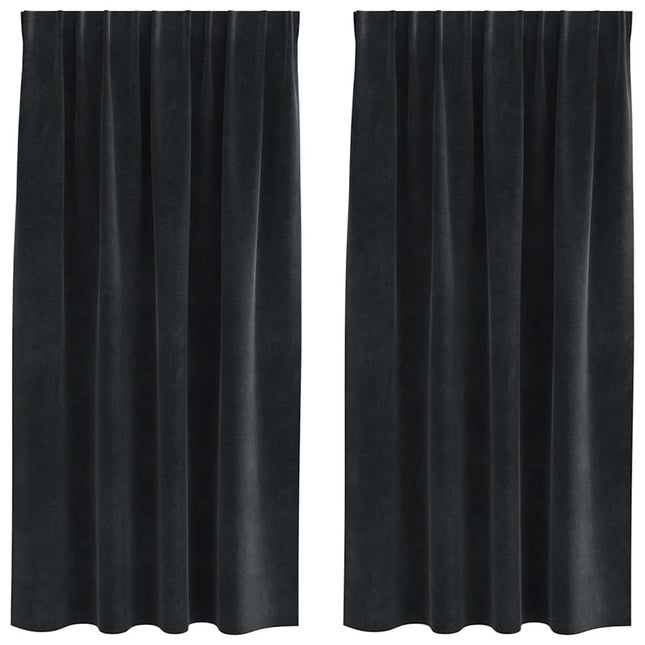 Mørklægningsgardiner 2 pcs Sort 140 x 175 cm Fløjl