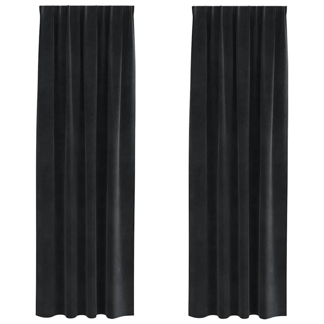 Mørklægningsgardiner 2 pcs Sort 140 x 225 cm Fløjl