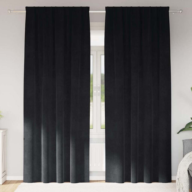 Mørklægningsgardiner 2 pcs Sort 140 x 245 cm Fløjl