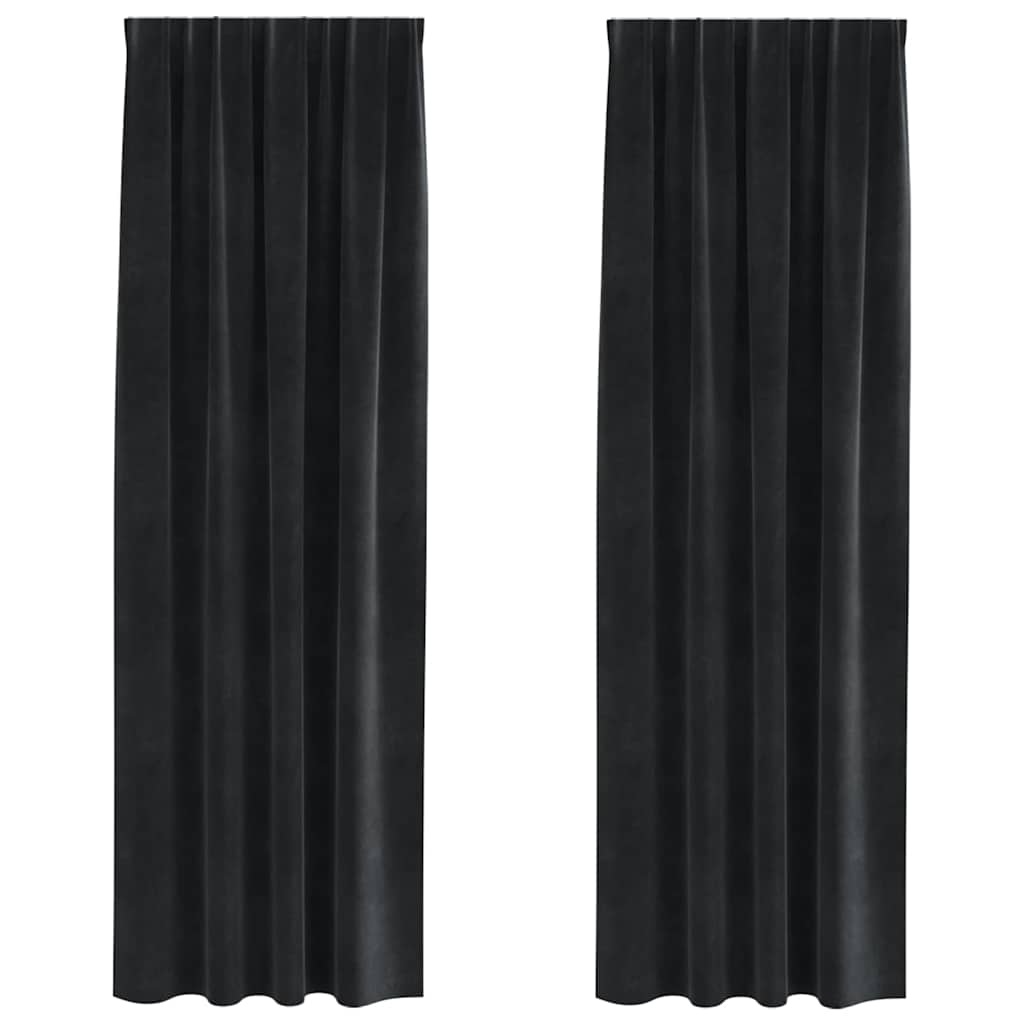 Mørklægningsgardiner 2 pcs Sort 140 x 260 cm Fløjl