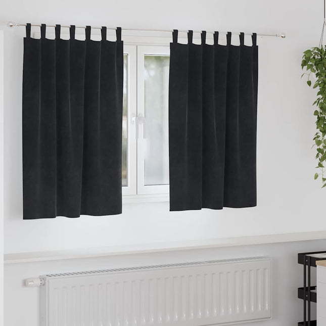 Mørklægningsgardiner 2 pcs Sort 140 x 140 cm Fløjl