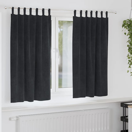 Mørklægningsgardiner 2 pcs Sort 140 x 175 cm Fløjl
