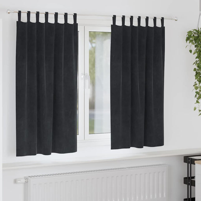 Mørklægningsgardiner 2 pcs Sort 140 x 175 cm Fløjl