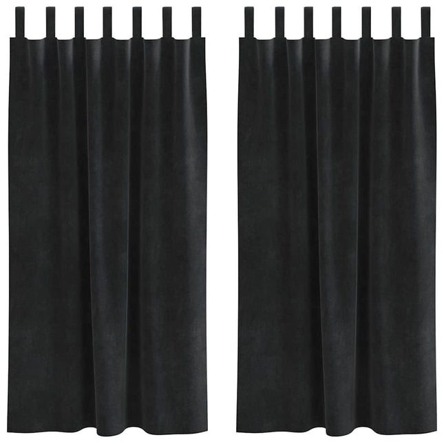 Mørklægningsgardiner 2 pcs Sort 140 x 175 cm Fløjl