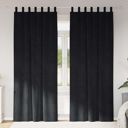 Mørklægningsgardiner 2 stk. Sort 140 x 225 cm Fløjl