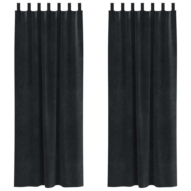 Mørklægningsgardiner 2 pcs Sort 140 x 225 cm Fløjl