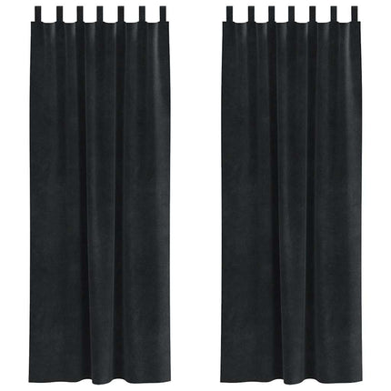 Mørklægningsgardiner 2 stk. Sort 140 x 245 cm Fløjl