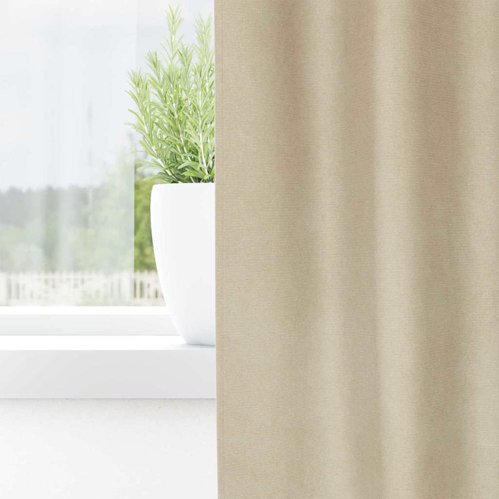 Mørklægningsgardiner 2 pcs Creme 140 x 175 cm Fløjl